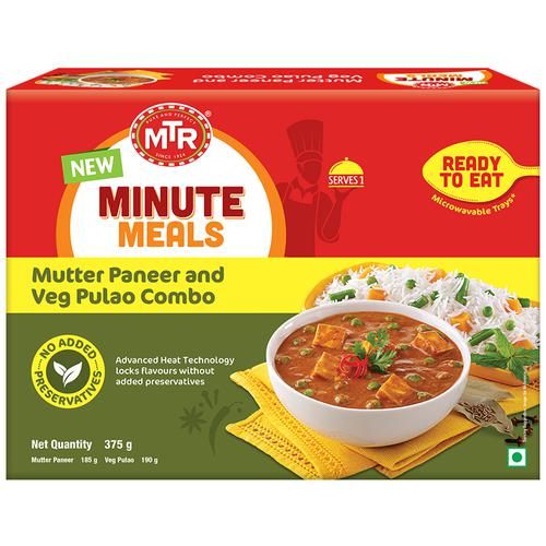 MTR Minute Meals - Muttar Paneer & Veg Pulao Combo, 375 g-1.webp